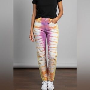 Vintage Hand Tie Dyed Colorful Lee Jeans
